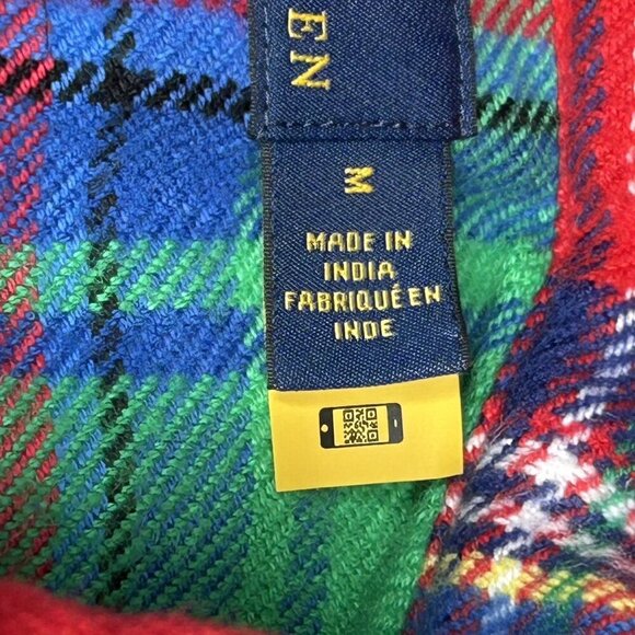 Polo Ralph Lauren Shirt Mens Medium Plaid Patchwork Flannel Button Down Strap - Picture 5 of 13